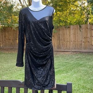 Take 50% OFF- Chicme Women Glitter One shoulder Sheer Mesh Party Dress, Size-XL